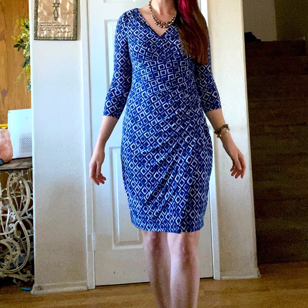 Ralph Lauren fitted dress with diamond pattern